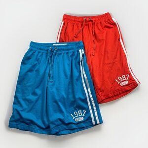 Lot x2 Aeropostale Mens Gym Shorts M Mesh Athletic Basketball drawstring